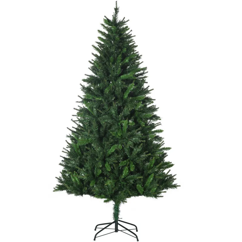  Albero di Natale Alto 180cm con 786 Rami 2 Sezioni e Base Metallo, Verde