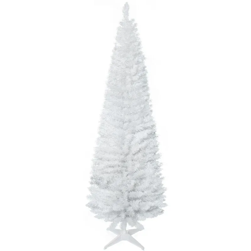 Albero di Natale 180cm Bianco in pvc con 390 Rami e Base in Plastica - Homcom