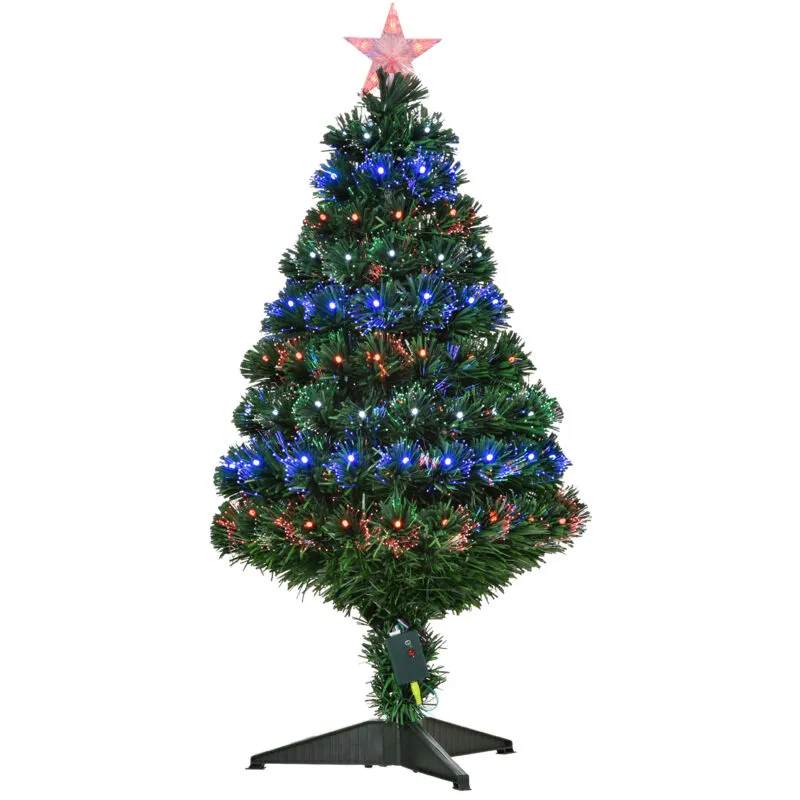 Homcom - Albero di Natale Luminoso Alto 90cm con 90 Luci led e Fibre Ottiche