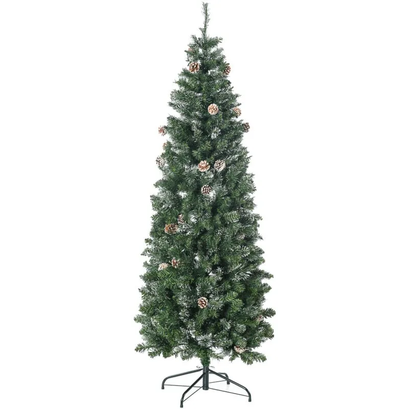 Homcom - Albero di Natale Finto 180cm con 618 Rami, Pigne e Base in Metallo