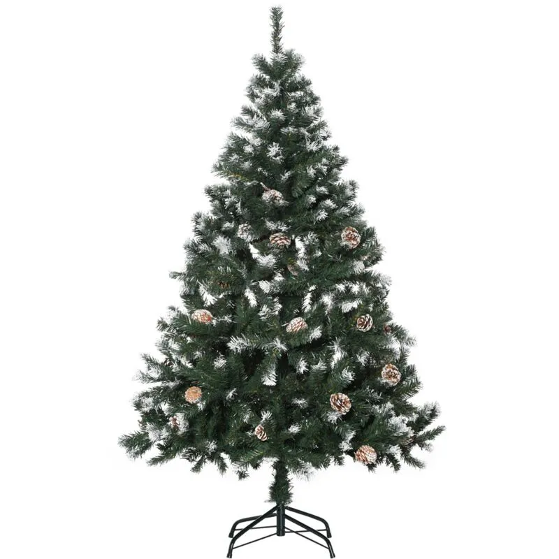 Homcom - Albero di Natale Innevato Alto 150cm con Pigne e 676 Rami