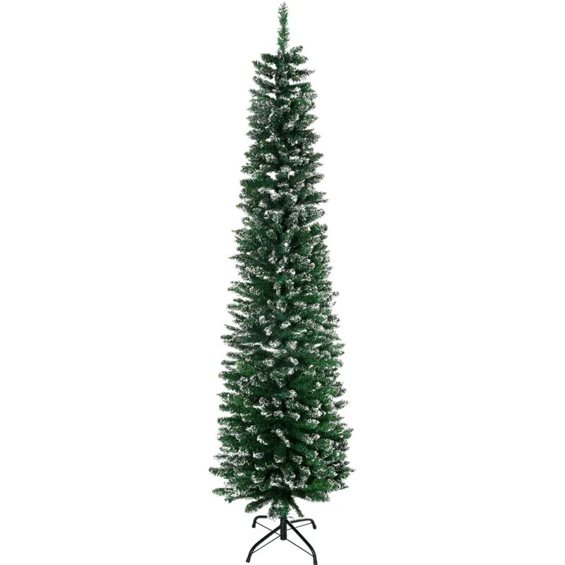  Albero di Natale Innevato in PVC Alto 190cm 570 Rami e Base Rimovibile