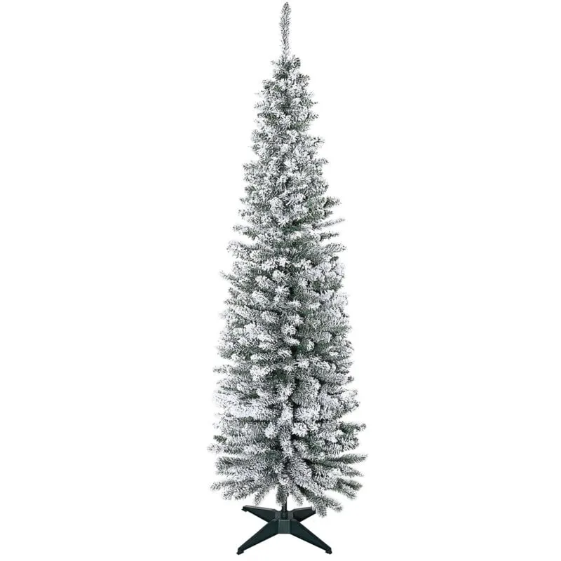 Albero di Natale Artificiale Innevato 180cm Base in Metallo 390 Rami - Homcom