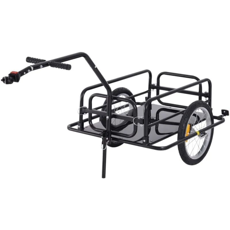 Rimorchio Cargo Bici Carrello per Bicicletta Pieghevole Portata 40kg - Homcom