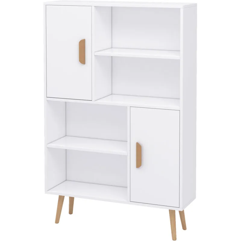 Libreria Salvaspazio Multifunzionale da Soggiorno Bianco 80 x 23.5 x123cm - Homcom