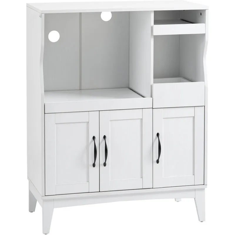  Mobile Cucina con 2 Armadietti e Ripiani Estraibili 84x39x109cm Bianco