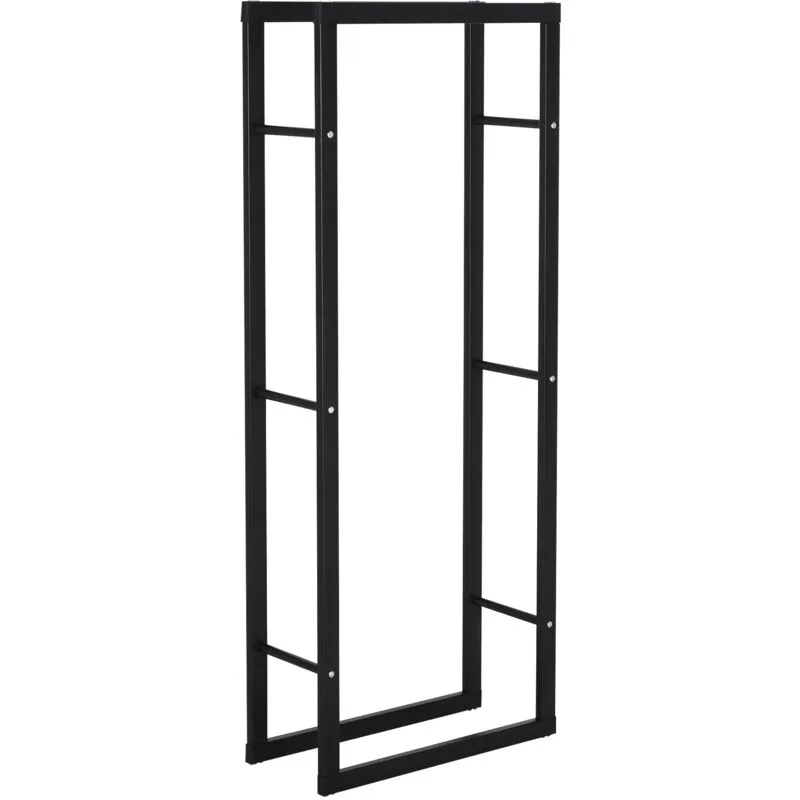 Legnaia Verticale in Metallo Nero da Interni ed Esterni 60x25x150 cm - Homcom