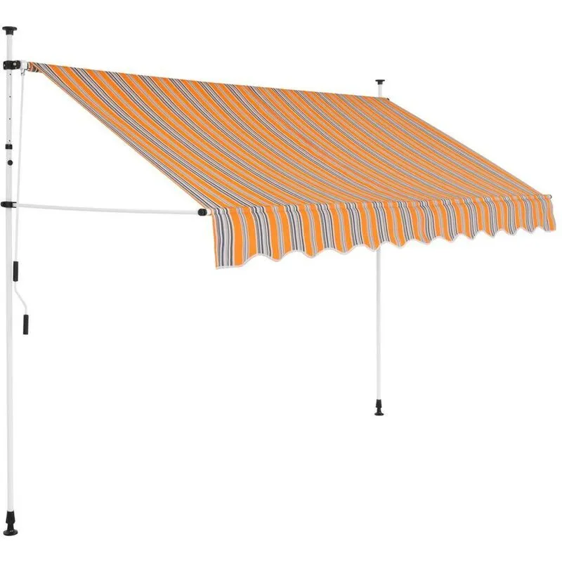 Hommoo Tenda da Sole Retrattile Manuale 250 cm a Strisce Blu e Gialle VD25168