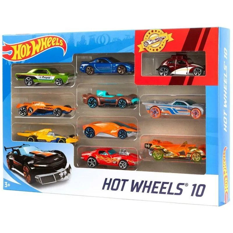 Hot Wheels - set di macchinine da 10 veicoli con decorazioni realistiche