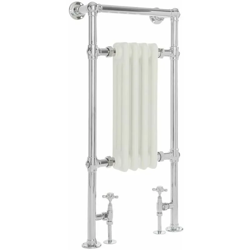 Hudson Reed - Elizabeth Scaldasalviette Tradizionale di Design Verticale - Termoarredo Bagno Classico a Colonna - Acciaio Bianco e Cromato - 430W