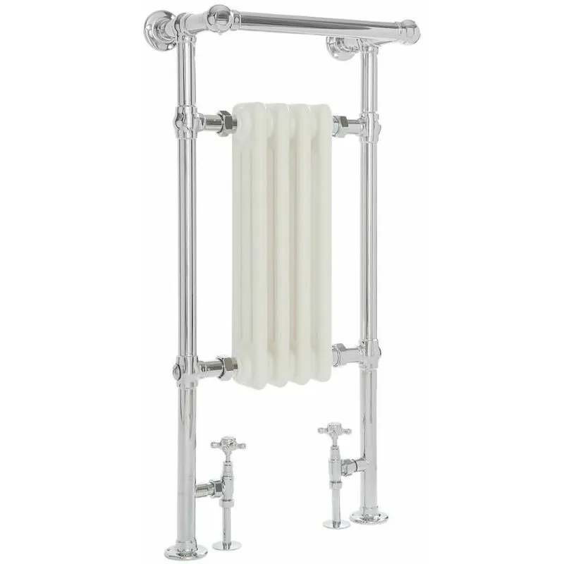 Hudson Reed - Elizabeth Scaldasalviette Tradizionale di Design Verticale - Termoarredo Bagno Classico a Colonna - Acciaio Bianco e Cromato - 437W