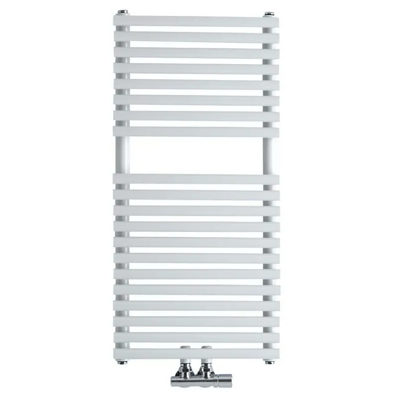 Hudson Reed Magera Scaldasalviette Moderno di Design Verticale - Termoarredo Bagno con Attacchi Centrali - Acciaio Bianco - 304W - 835 x 400mm