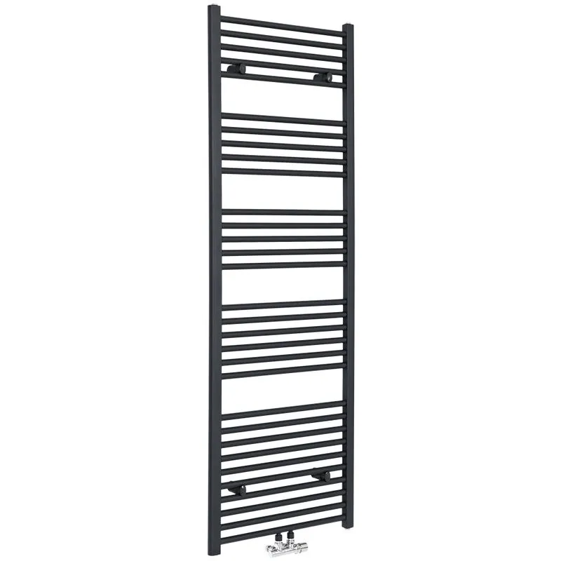 Hudson Reed - Neva Scaldasalviette di Design Verticale - Termoarredo Bagno Antracite con Attacco Centrale - 1116W - 1785 x 600mm