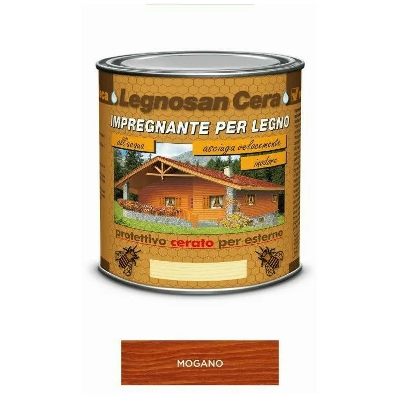 Impregnante per legno Mogano protettivo cerato per esterno 750ml acqua Veleca