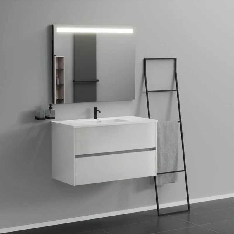 Inda - Mobile bagno 2 cassetti L.100 con lavabo specchio