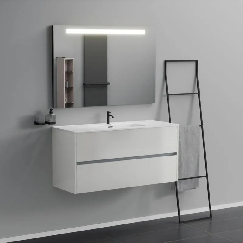 Inda - Mobile bagno 2 cassetti L.120 con lavabo specchio