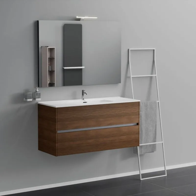 Inda - Mobile bagno 2 cassetti L.120 con lavabo specchio e