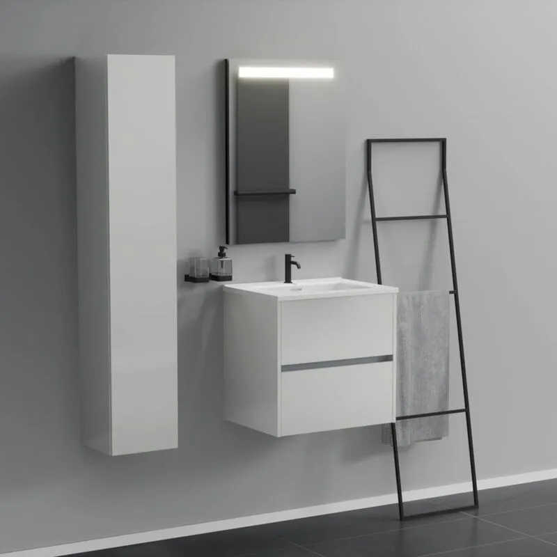 Inda - Mobile bagno 2 cassetti L.60 con lavabo specchio