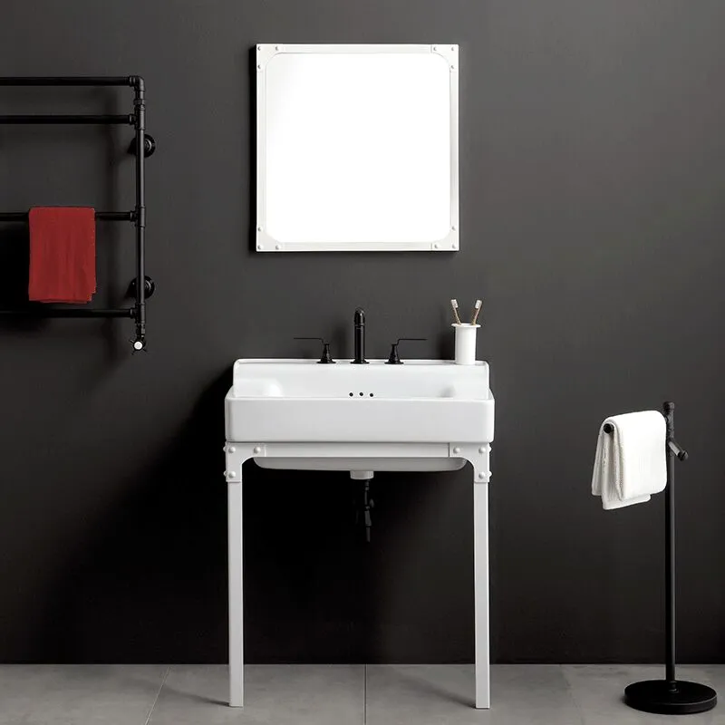 Industrialis - lavabo in ceramica bianco retro - Lavabi - 75x50x27CM