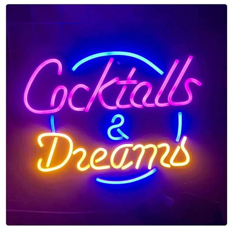 Insegne Al Neon Cocktails & Dreams Insegne Luminose Led Decorazione Murale Per Feste Natale Compleanni, Luci Al Neon led Neon Sign Light Per Bar Club