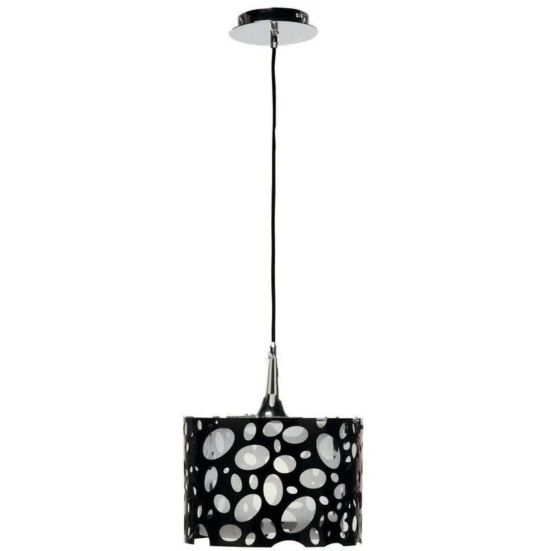 Diyas - Inspired Lupin Lampada a sospensione E27, nero lucido/acrilico bianco/cromo lucido, lampade cfl incluse