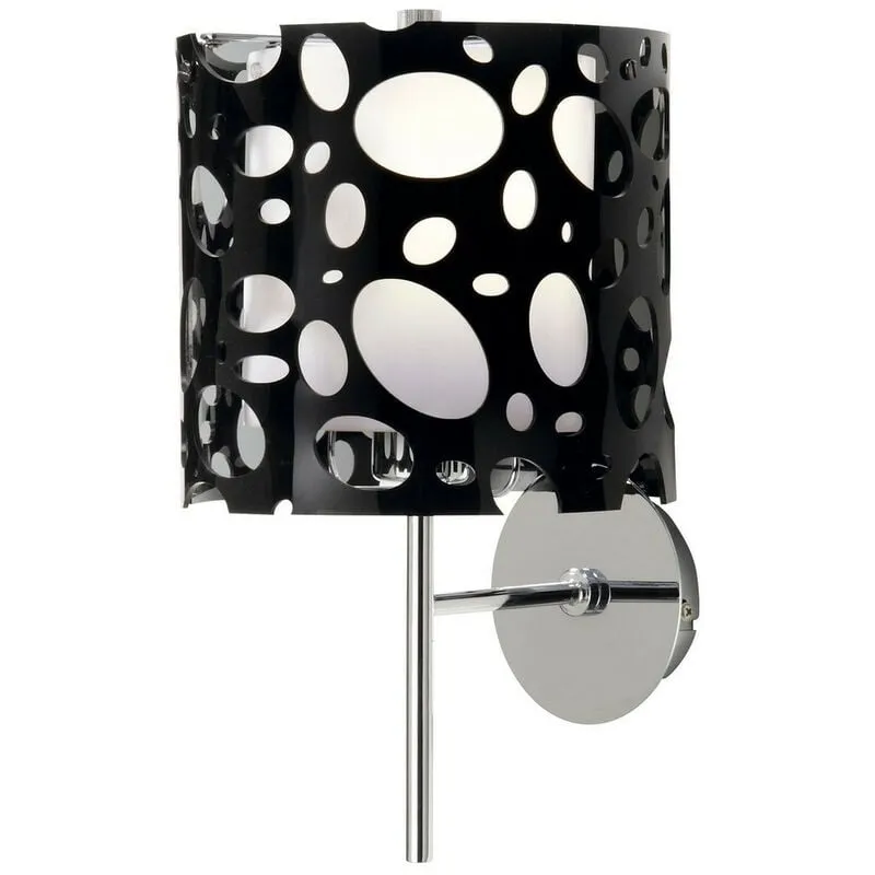 Inspired Lupin Lampada da parete E27, Nero lucido/Acrilico bianco/Cromo lucido, Lampade cfl incluse