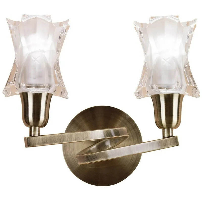 Inspired Mantra Alaska Lampada da parete accesa 2 luci L1/SGU10, ottone anticato, lampade cfl incluse