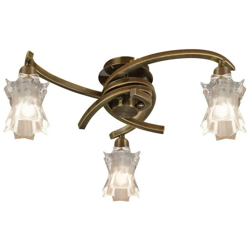 Diyas - Inspired Mantra Alaska Soffitto 3 Luci L1/SGU10, Ottone Anticato, Lampade cfl incluse