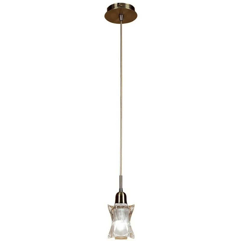 Inspired Mantra Alaska Sospensione 1 Luce L1/SGU10, Ottone Anticato, Lampade cfl incluse