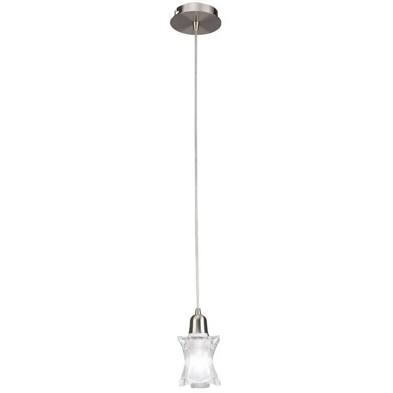 Inspired Mantra Alaska Sospensione Quadrata 1 Luce L1/SGU10, Nichel Satinato, Lampade cfl incluse