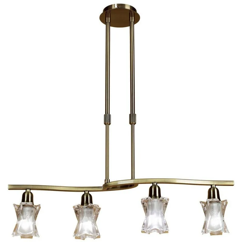 Diyas - Inspired Mantra Alaska Telescopico 4 luci L1, barra SGU10, ottone anticato, lampade cfl incluse