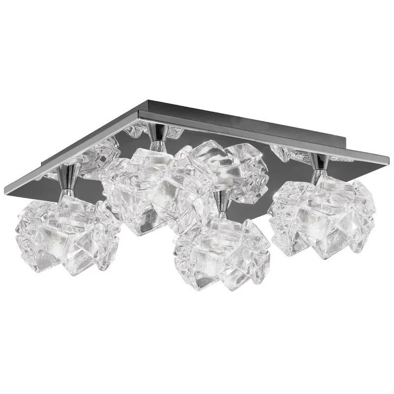 Diyas - Inspired Mantra - Artic - Filo Soffitto 4 Luci G9 Quadrato, Cromo Lucido