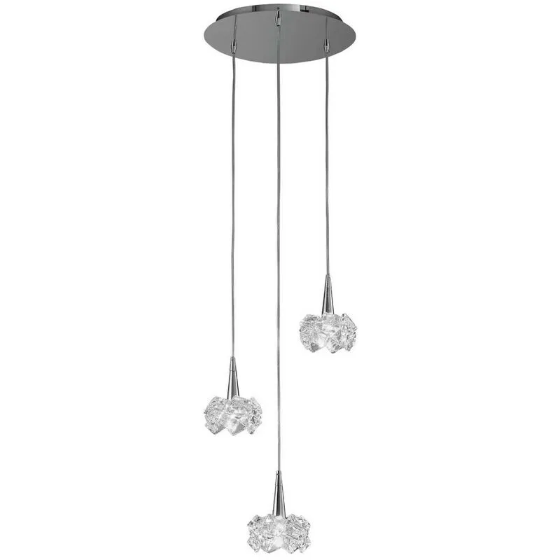 Diyas - Inspired Mantra - Artic - Sospensione a grappolo da soffitto 3 luci G9 tonde, cromo lucido