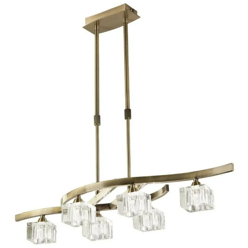 Diyas - Inspired Mantra - Cuadrax - Telescopico Semi Flush 6 Luci G9, Ottone Antico