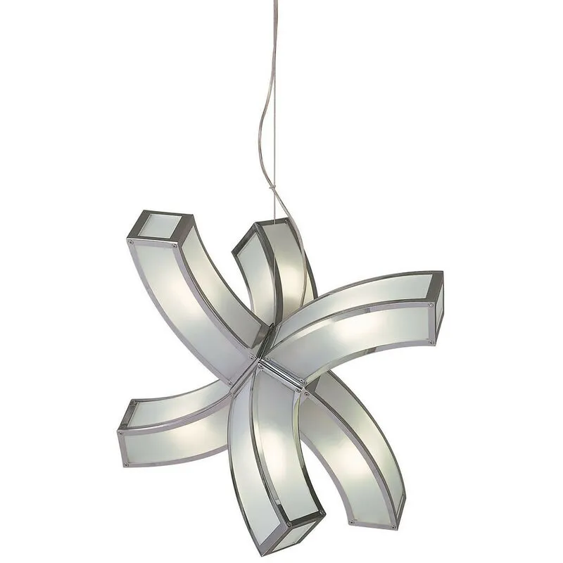 Diyas - Inspired Mantra Duna GU10 Sospensione 6 bracci 6 Luci L1/SGU10, Cromo Lucido/Acrilico Bianco, Lampade cfl incluse