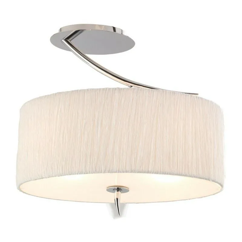 Diyas - Inspired Mantra - Eve - Soffitto Semi Flush 2 Luci E27, Cromo Lucido con Paralume Ovale Bianco