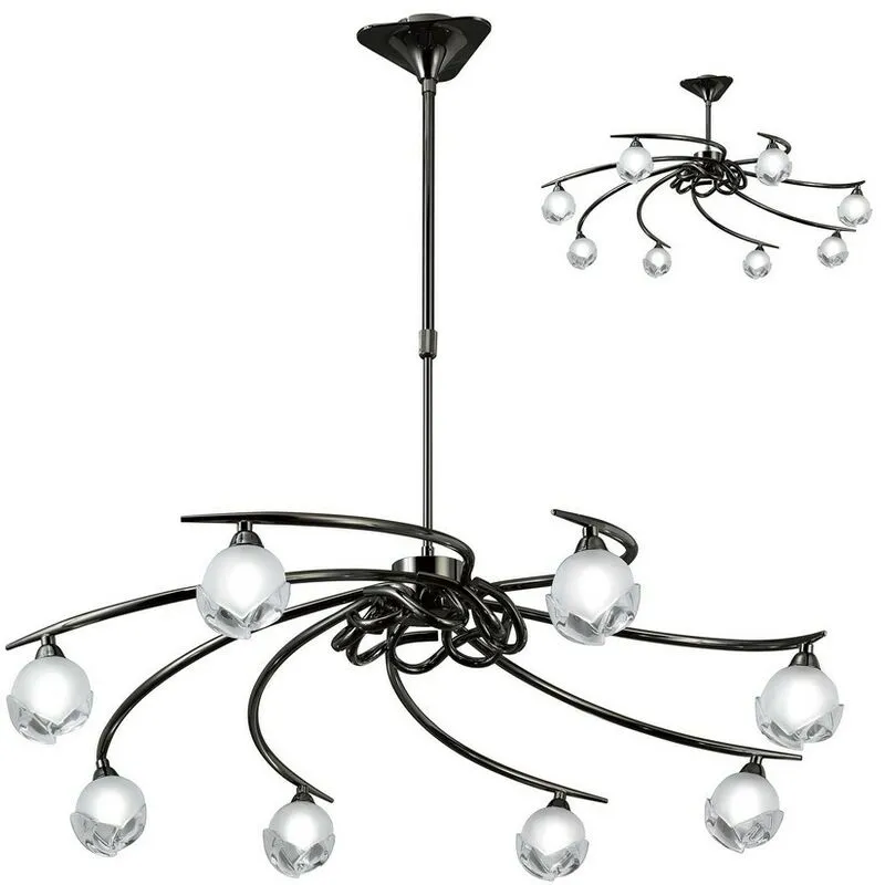 Inspired Mantra - Fragma - Telescopico Semi Flush 8 Light G9, Black Chrome