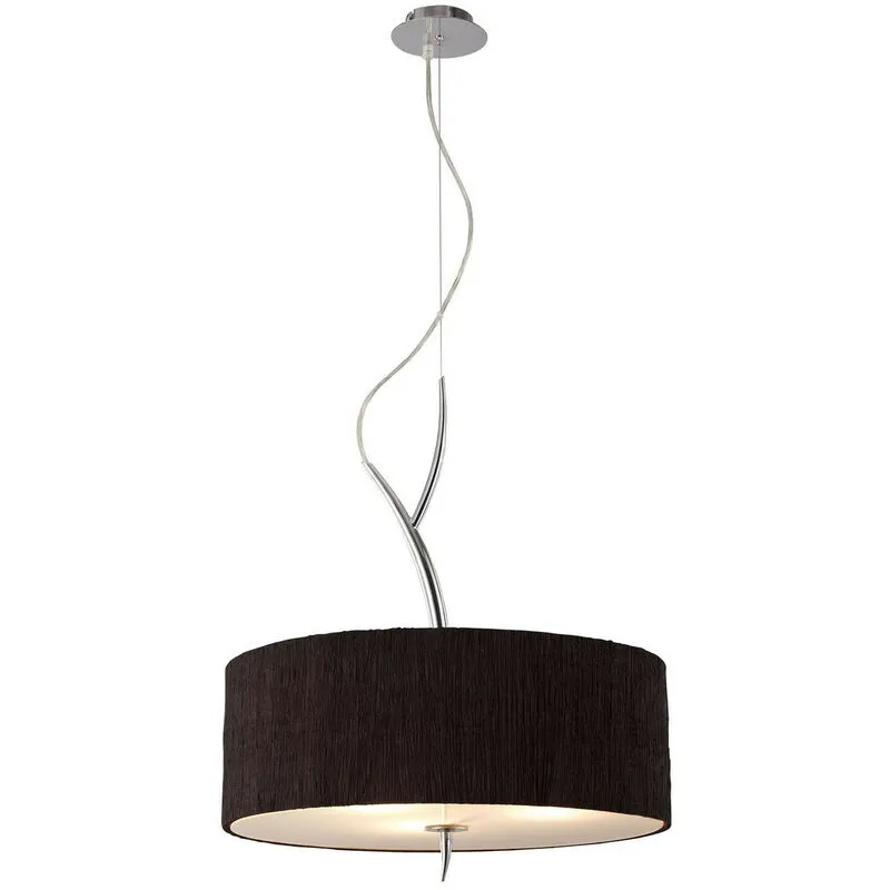 Diyas - Inspired Mantra Fusion Eve Eve Pendente 3 Luci E27, Cromo Lucido Con Paralume Rotondo Nero