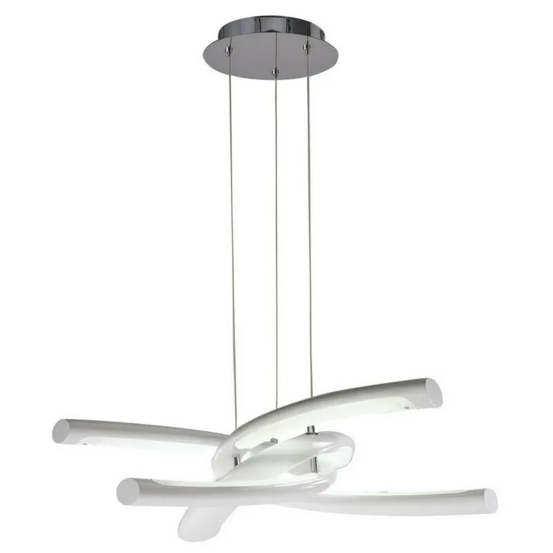 Diyas - Inspired Mantra - Knot - Sospensione a soffitto 36W led 3000K, 3600lm, bianco lucido, acrilico bianco, cromo lucido