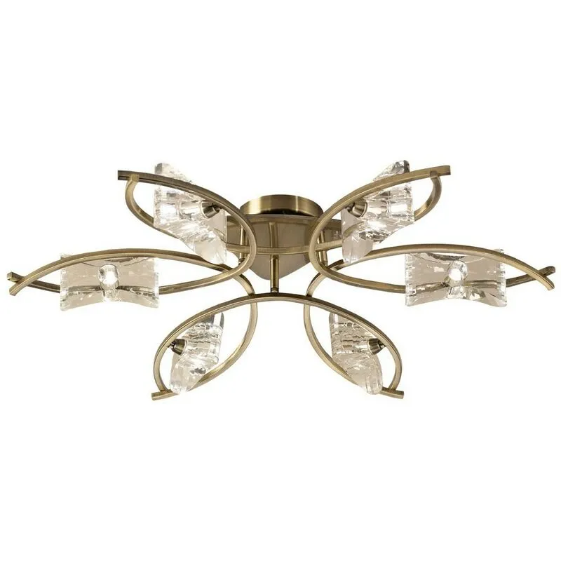 Diyas - Inspired Mantra - Kromo - Soffitto Semi Flush 6 Luce G9, Ottone Antico