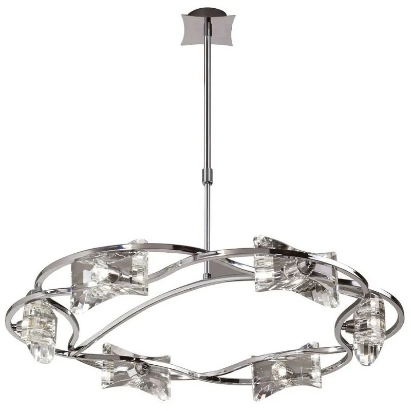 Diyas - Inspired Mantra - Kromo - Telescopica Semi Flush 6 Luce G9 Tonda, Cromo Lucido