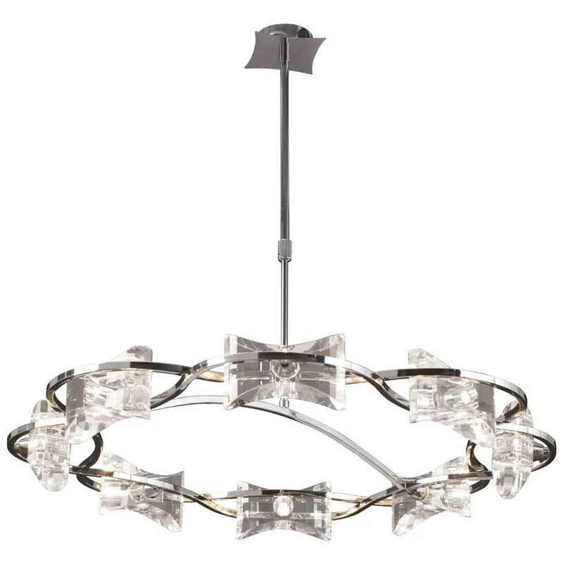 Diyas - Inspired Mantra - Kromo - Telescopica Semi Flush 8 Luce G9 Tonda, Cromo Lucido