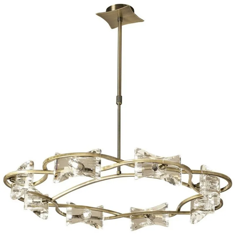 Diyas - Inspired Mantra - Kromo - Telescopica Semi Flush 8 Luce G9 Tonda, Ottone Antico