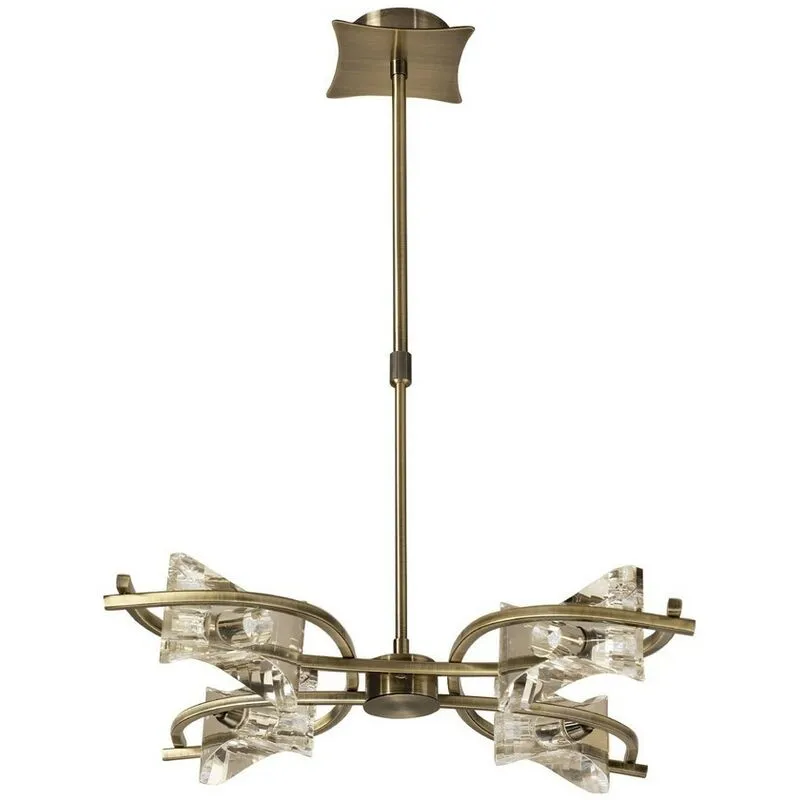 Inspired Mantra - Kromo - Telescopica Semi Flush Convertibile 4 Luci G9, Ottone Antico