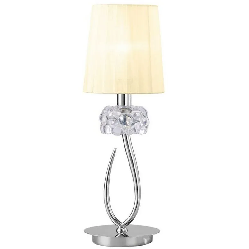 Inspired Mantra - Loewe - Lampada da Tavolo 1 Luce E14 Piccola, Cromo Lucido con Paralume Crema