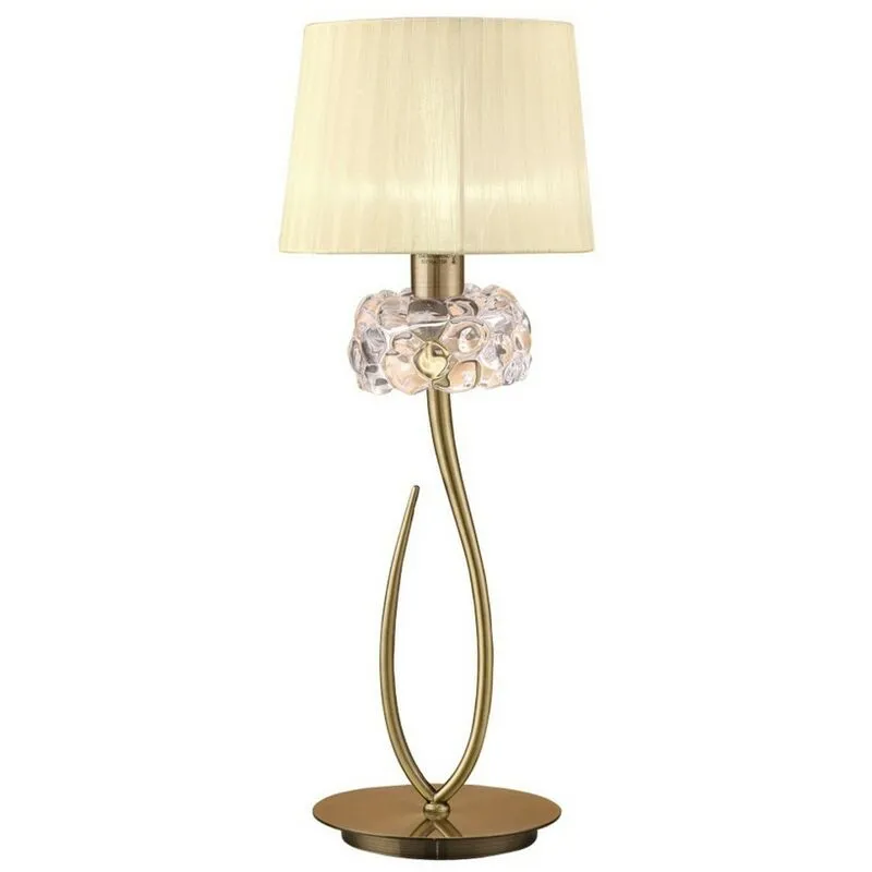 Inspired Mantra - Loewe - Lampada da Tavolo 1 Luce E27 Grande, Ottone Antico con Paralume Crema