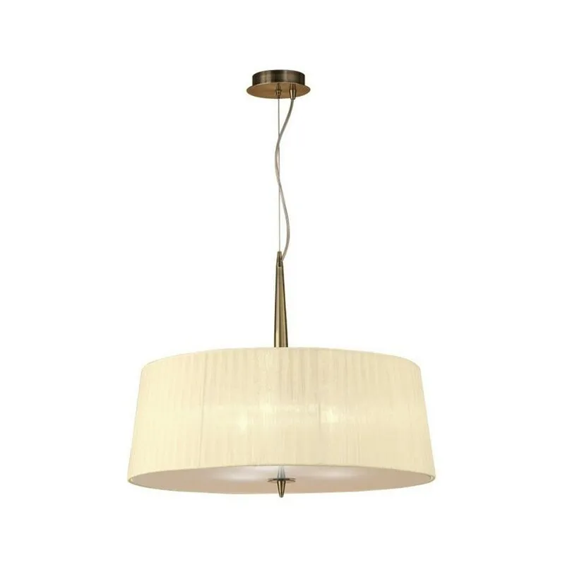 Inspired Mantra - Loewe - Sospensione Cilindrica a Soffitto 3 Luci E27, Ottone Antico con Paralume Crema