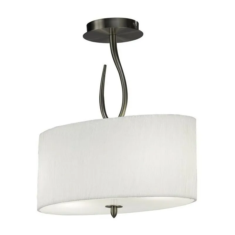 Diyas - Inspired Mantra - Lua - Soffitto Semi Flush 2 Luci E27, Nickel Satinato con Paralume Bianco