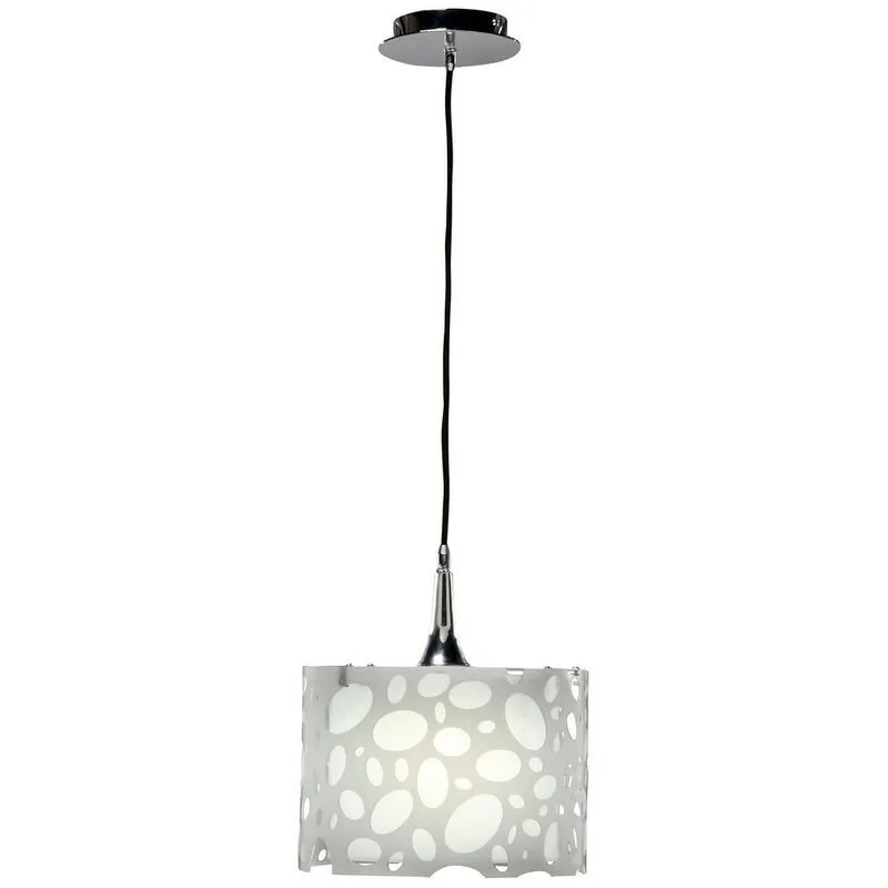 Diyas - Inspired Mantra Lupin Sospensione 1 luce E27, bianco lucido/acrilico bianco/cromo lucido, lampade cfl incluse