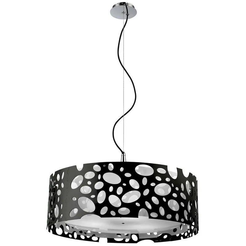 Diyas - Inspired Mantra Lupin Sospensione 4 luci E27, nero lucido/bianco acrilico/cromo lucido, lampade cfl incluse